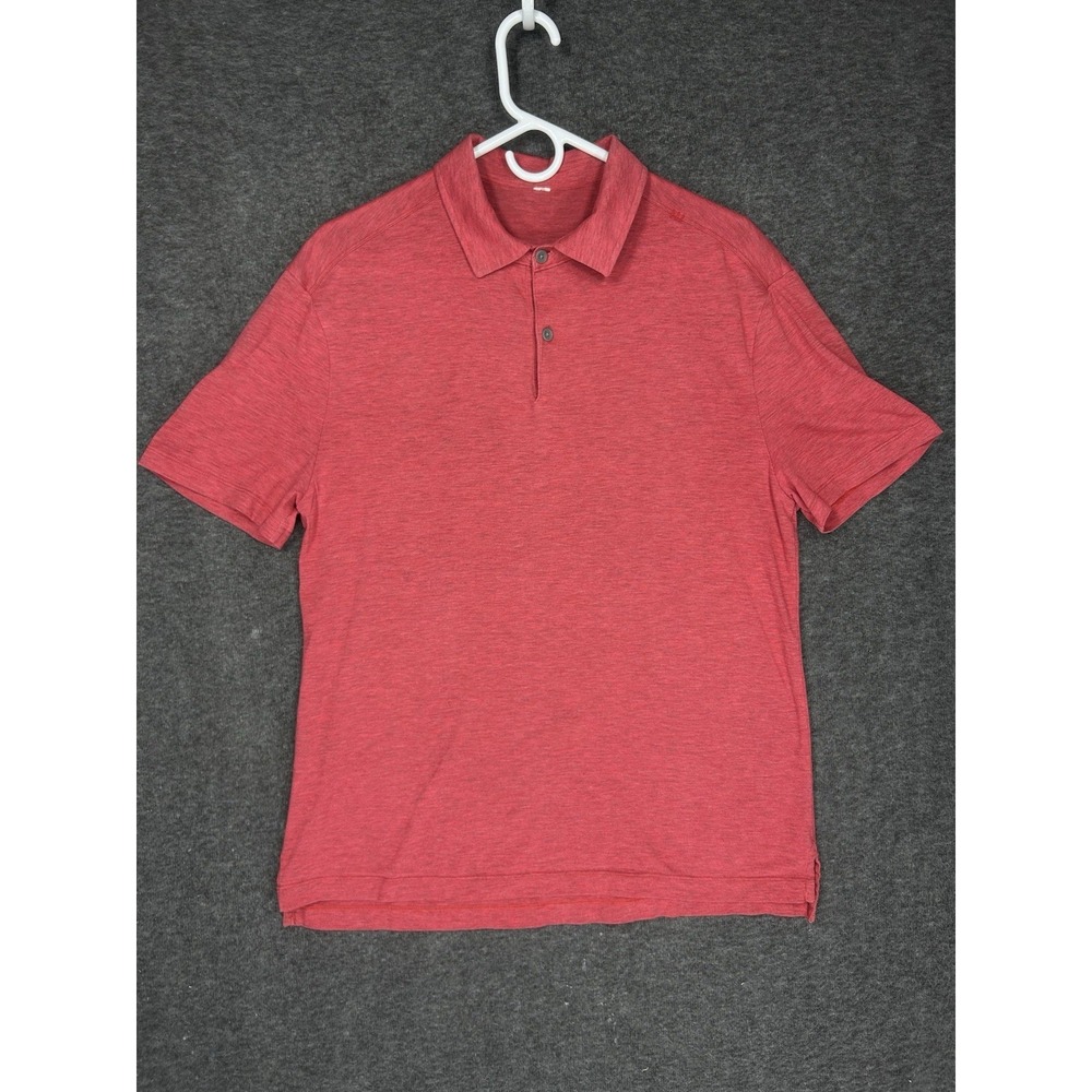 Lululemon Evolution Polo Shirt Mens M Heather red Golf Short sleeve - Picture 2 of 10